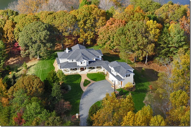 Aerial of custom waterfront home